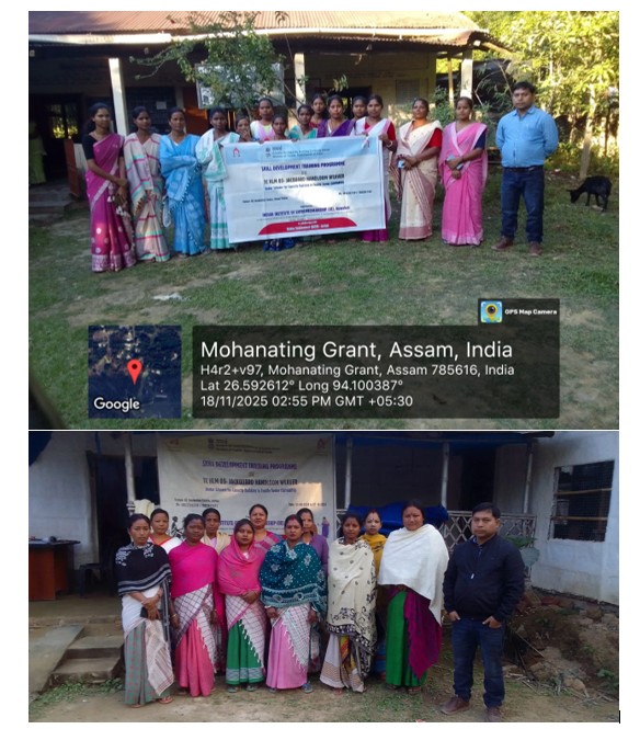 Group photo of Jacquard Handloom Weaver batch 32969 trainees at IIE Incubation Centre, Hobai Pathar