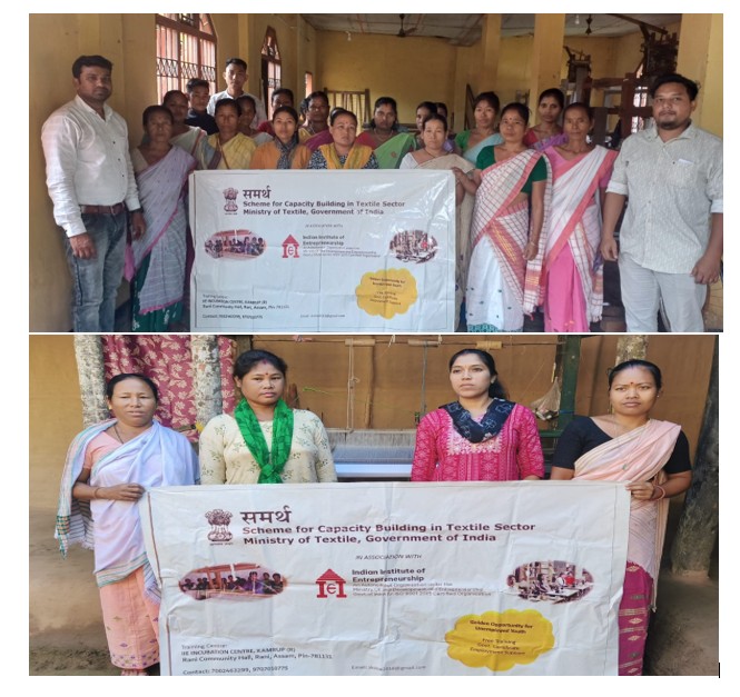 Group photo of Handloom Weaver (Frame Loom) batch 22018 trainees at IIE Incubation Centre, Kalitakuchi