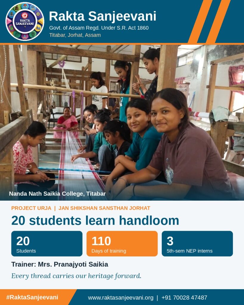 20 Students of Nanda Nath Saikia College Learn Handloom Weaving in JSS Skill Training